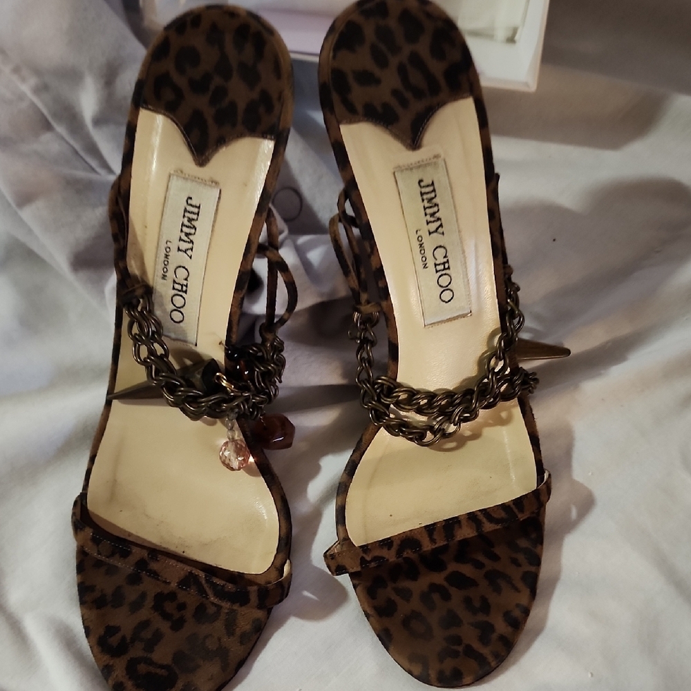 Jimmy Choo Suede-Leopard Print Heels With Duster